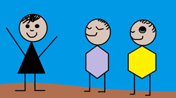 Bild mit drei einfachen Strichfiguren
